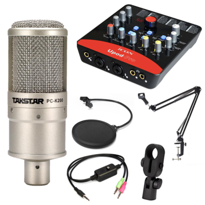 Combo mic K200, Upod Pro, MA2, chân màn kẹp